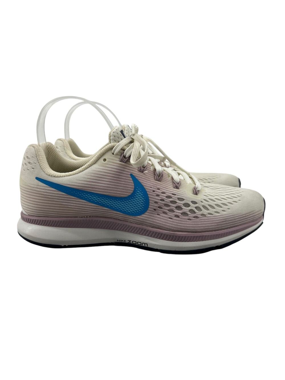 Nike Womens 8.5 Running Shoes White Blue Air Zoom Pegasus 880560-105 *No Insoles
